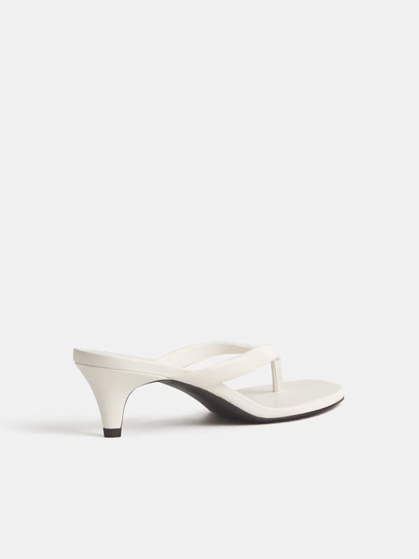 Amelia Heeled Thong - White Leather