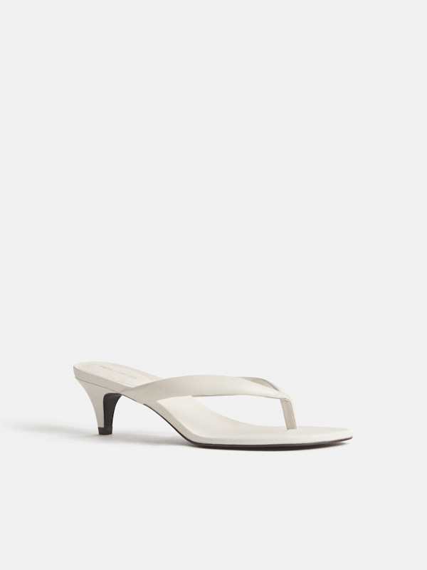 Amelia Heeled Thong - White Leather