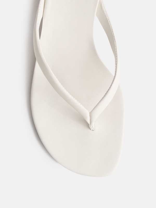 Amelia Heeled Thong - White Leather