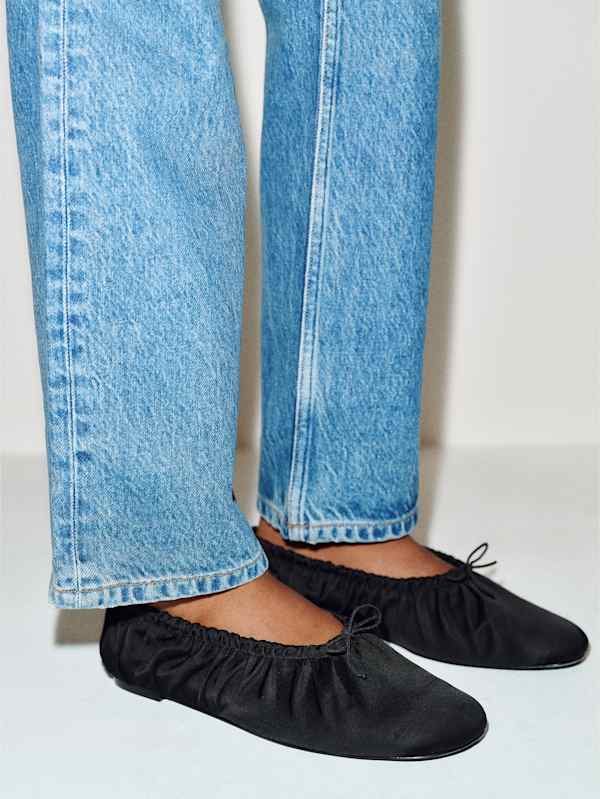 Brie Ballet Flat - Black Taffeta