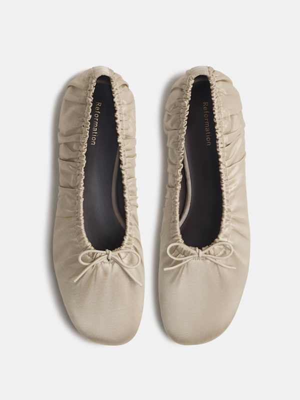 Brie Ballet Flat - Stone Taffeta