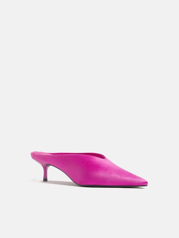 Marzella Heeled Mule - Pitaya Satin