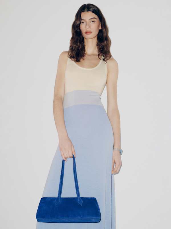 Sofia East West Shoulder Bag - Cobalt Suede