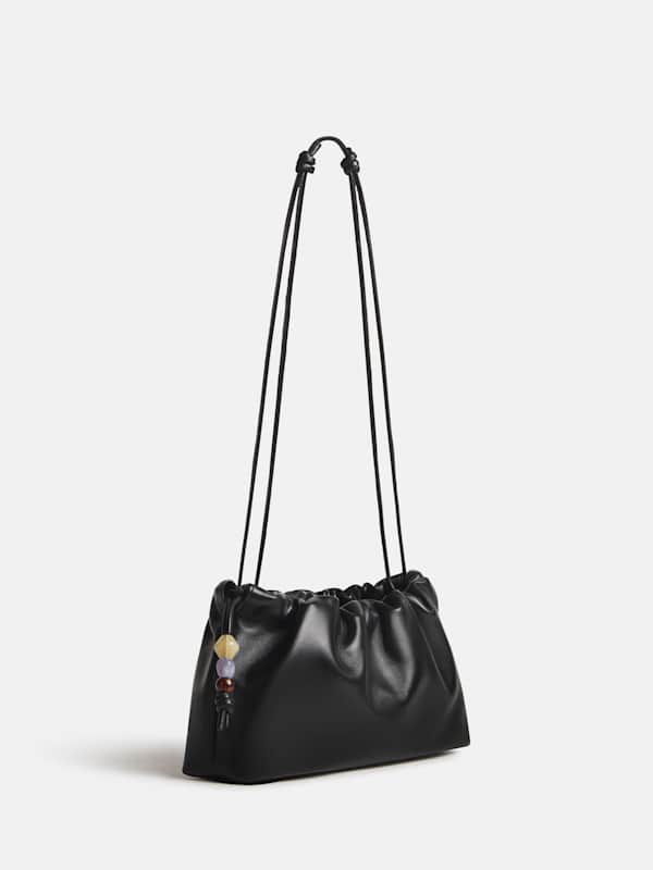 Solene Small Pouch Bag - Black Leather