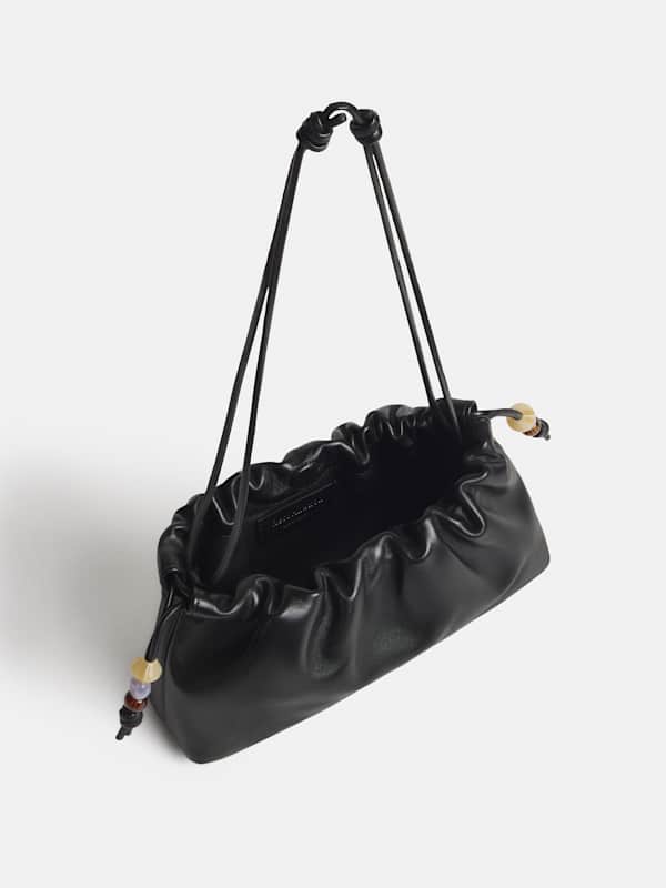 Solene Small Pouch Bag - Black Leather