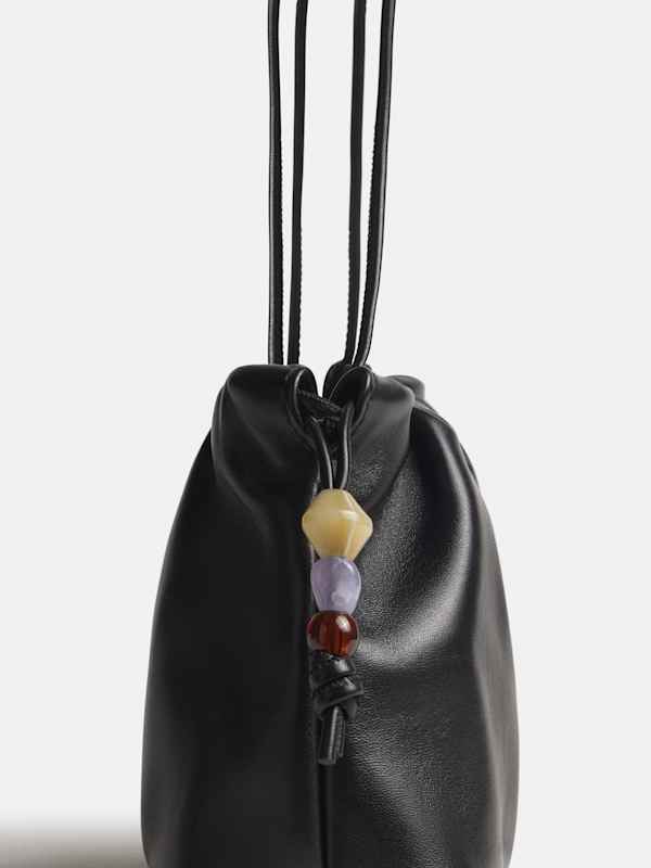 Solene Small Pouch Bag - Black Leather