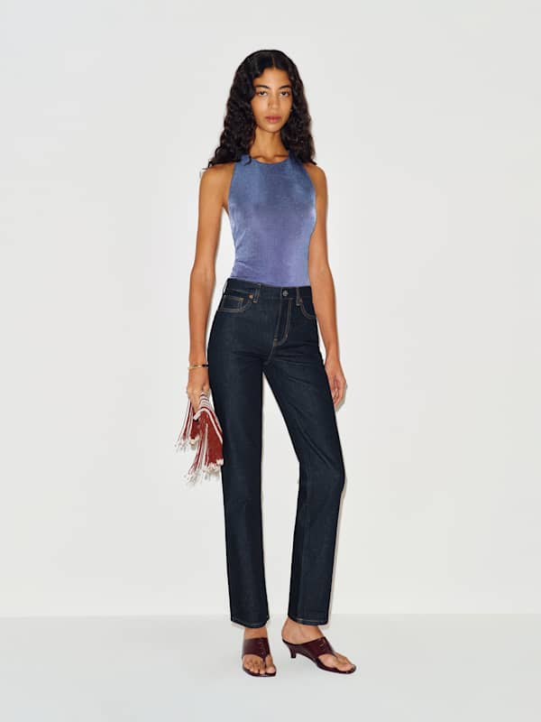 Leda Mid Rise Straight Long Jeans - Ondine