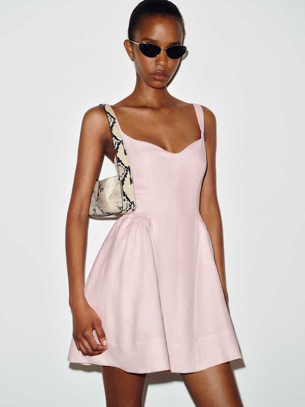 Birdie Linen Mini Dress - Cherry Blossom