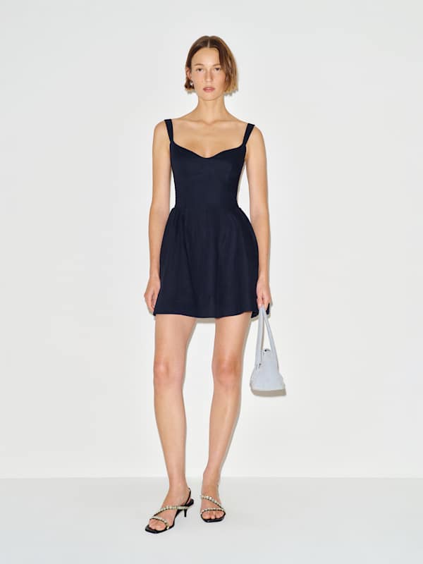 Birdie Linen Mini Dress - Midnight