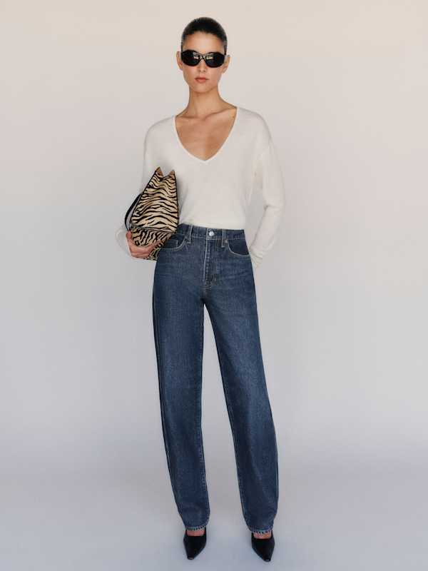Gina High Rise Bow Leg Jeans - Titan