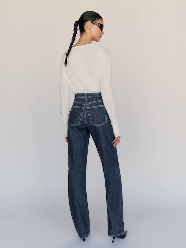 Gina High Rise Bow Leg Jeans - Titan