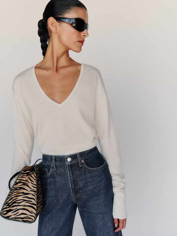 Gina High Rise Bow Leg Jeans - Titan
