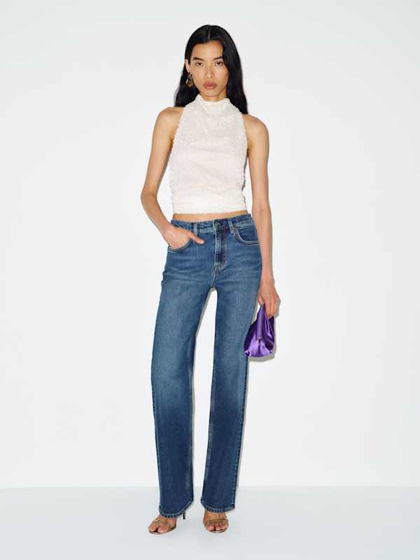 Miles Stretch Mid Rise Straight Leg Jeans - Stormi