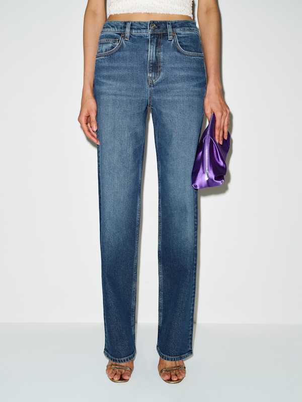 Miles Stretch Mid Rise Straight Leg Jeans - Stormi