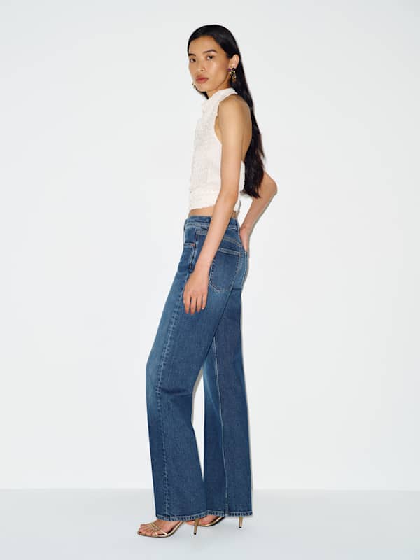 Miles Stretch Mid Rise Straight Leg Jeans - Stormi