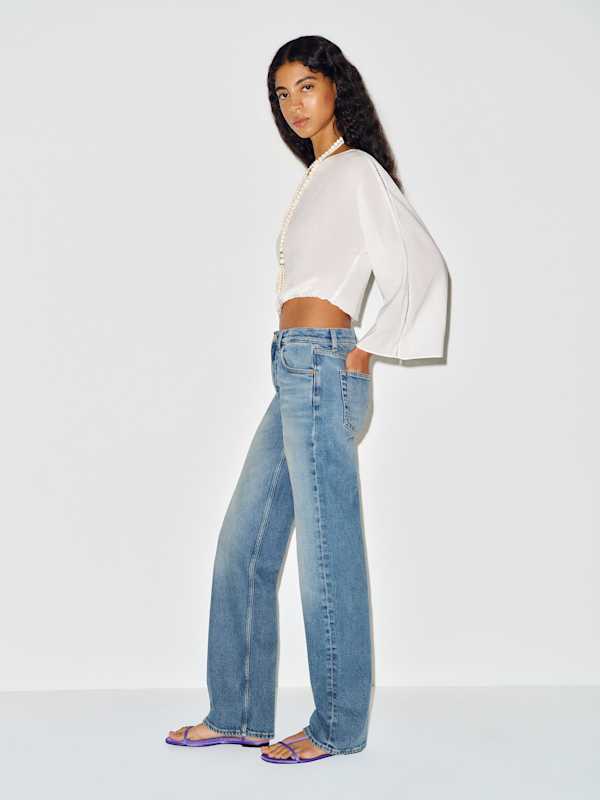 Miles Stretch Mid Rise Straight Leg Jeans - Surfin
