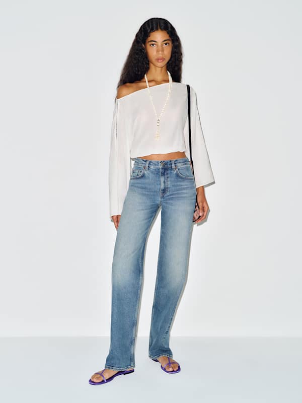 Miles Stretch Mid Rise Straight Leg Jeans - Surfin