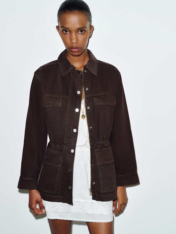 Alex Cinched Denim Jacket - Deep Brown