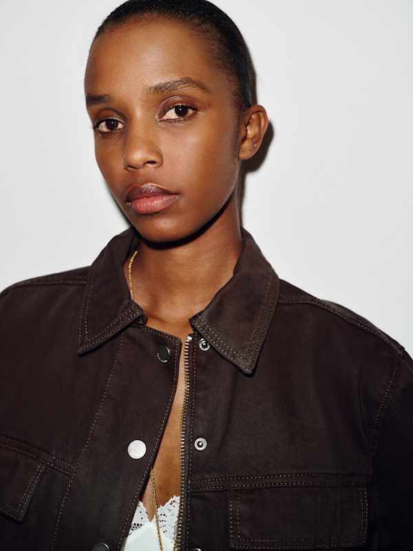 Alex Cinched Denim Jacket - Deep Brown