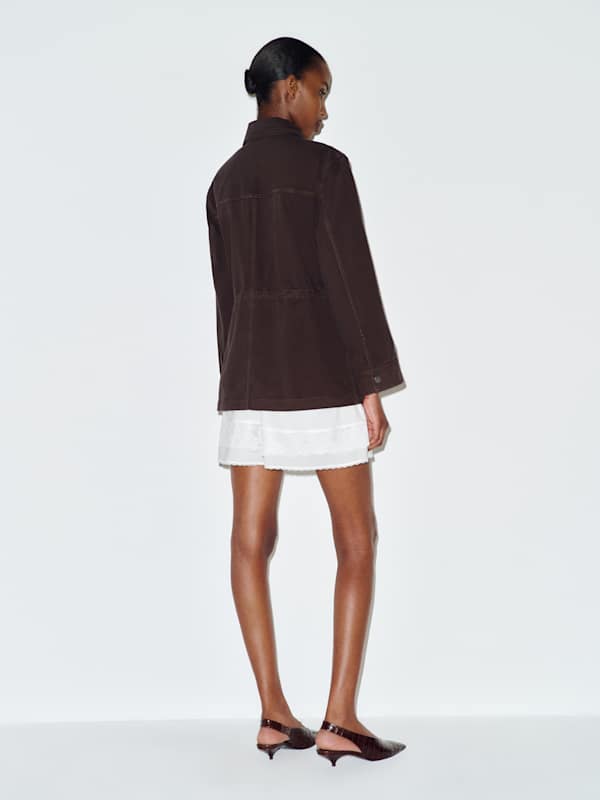 Alex Cinched Denim Jacket - Deep Brown