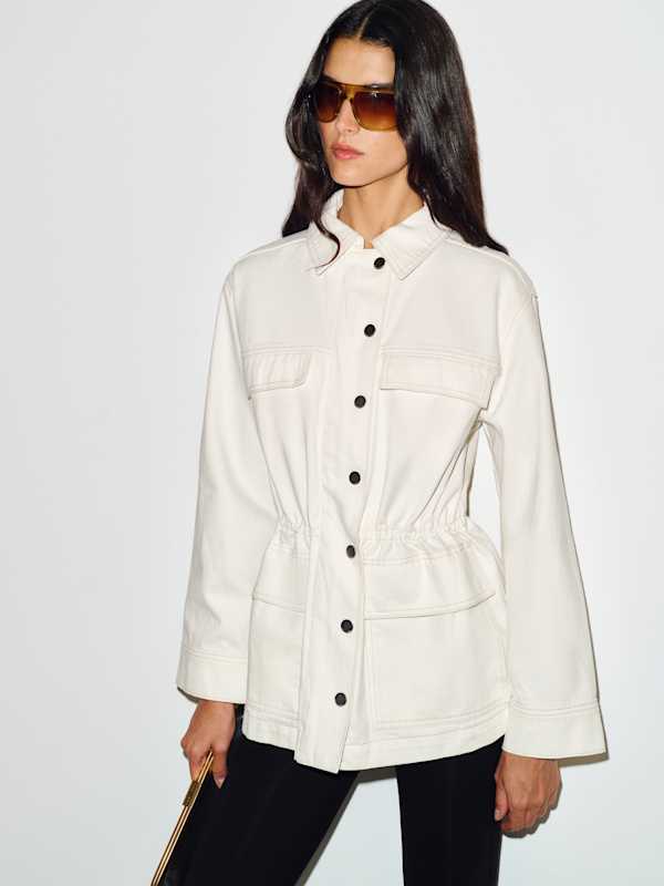 Alex Cinched Denim Jacket - Fior Di Latte