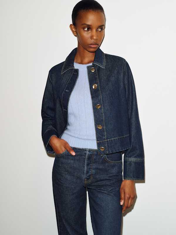 Mazy Cropped Denim Jacket - Titan