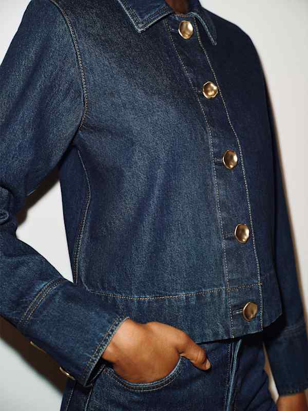 Mazy Cropped Denim Jacket - Titan