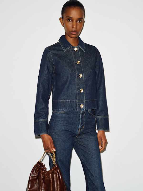 Mazy Cropped Denim Jacket - Titan