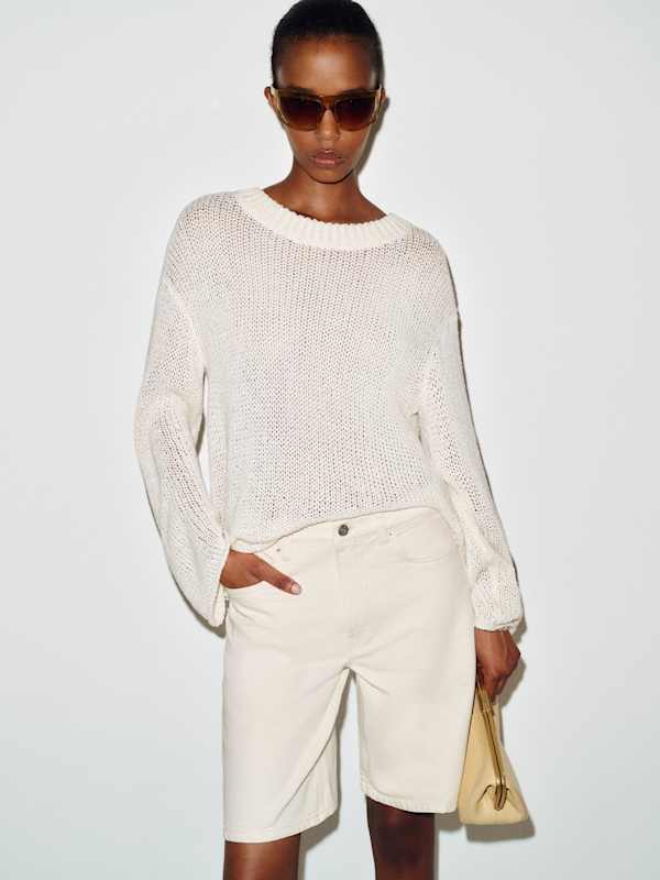 Hayden Mid Rise 8 In Jean Shorts - Fior Di Latte