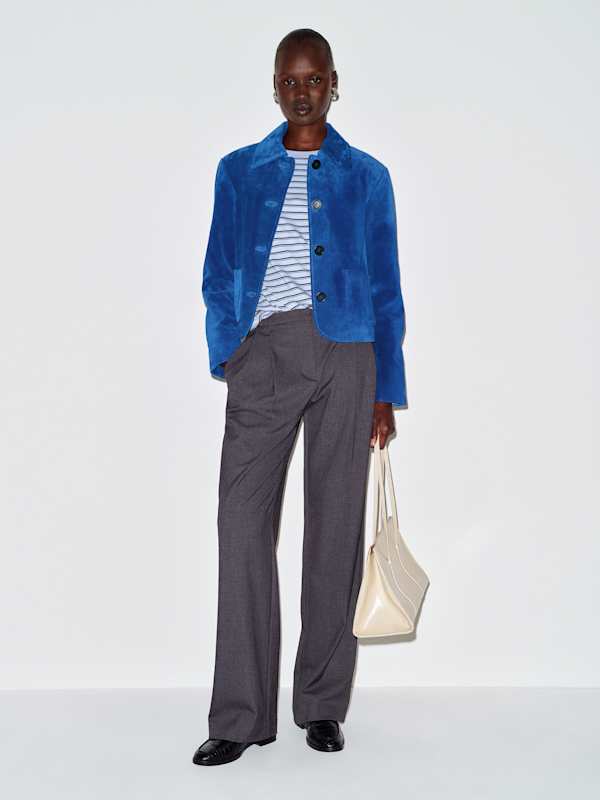 Veda Eliana Suede Jacket - Cerulean Blue Suede