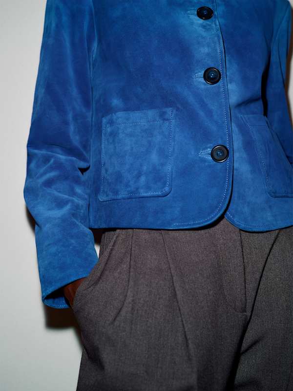 Veda Eliana Suede Jacket - Cerulean Blue Suede