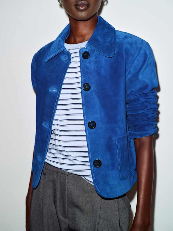 Veda Eliana Suede Jacket - Cerulean Blue Suede