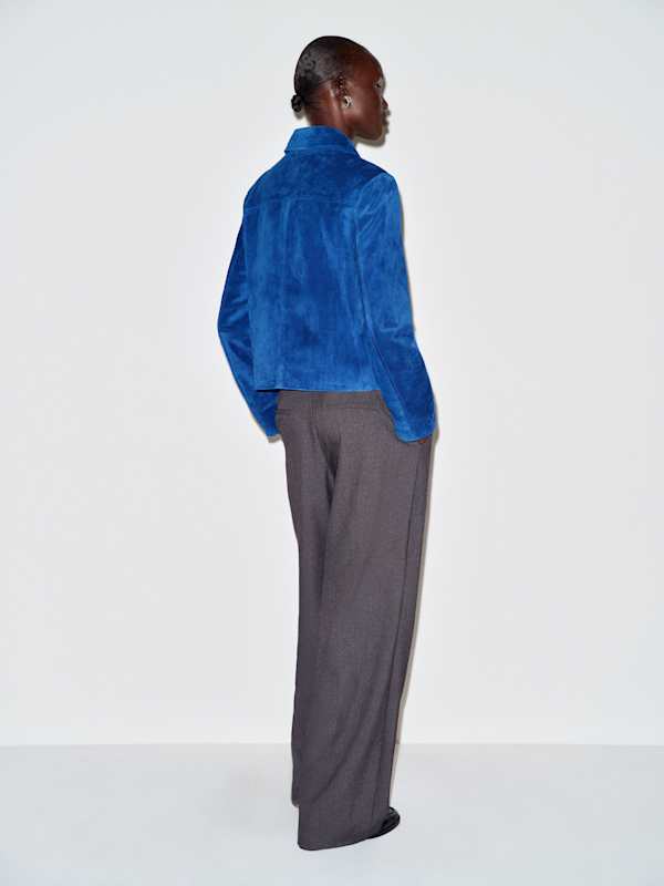 Veda Eliana Suede Jacket - Cerulean Blue Suede