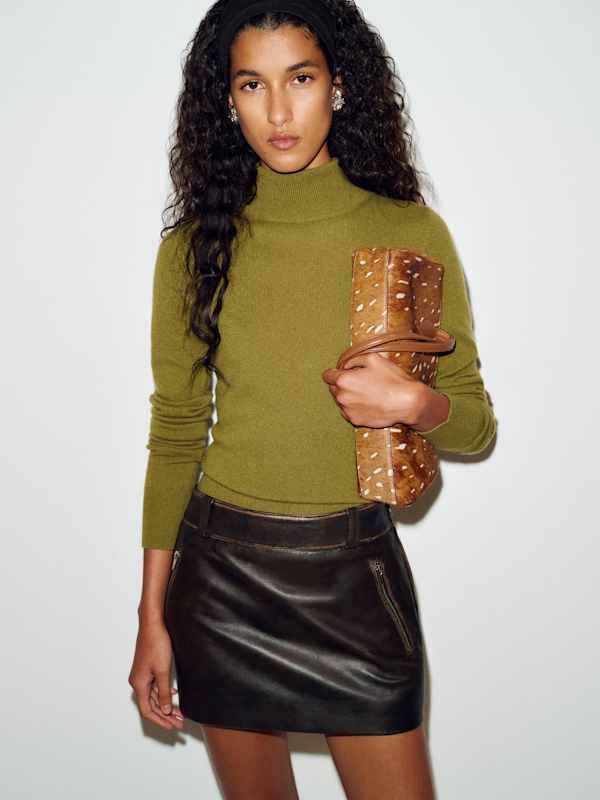 Veda Micah Leather Skirt - Tarmac Leather