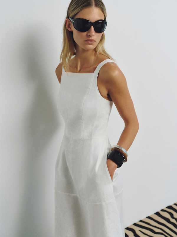 Venice Linen Dress - White