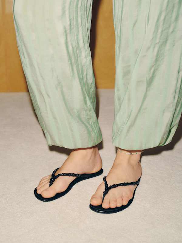 Geffen Sandal - Black Satin