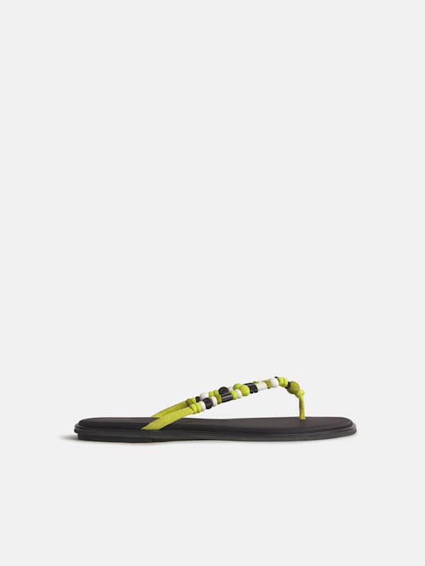 Geffen Sandal - Lime Suede Black Satin