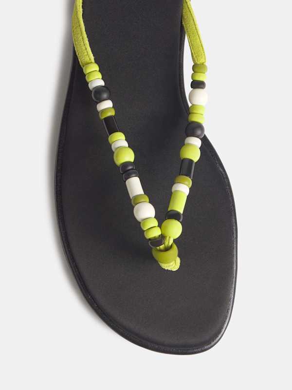 Geffen Sandal - Lime Suede Black Satin