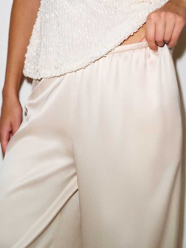 Aven Satin Pant - Almond