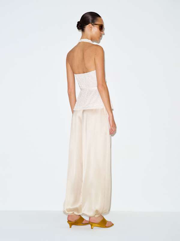 Aven Satin Pant - Almond