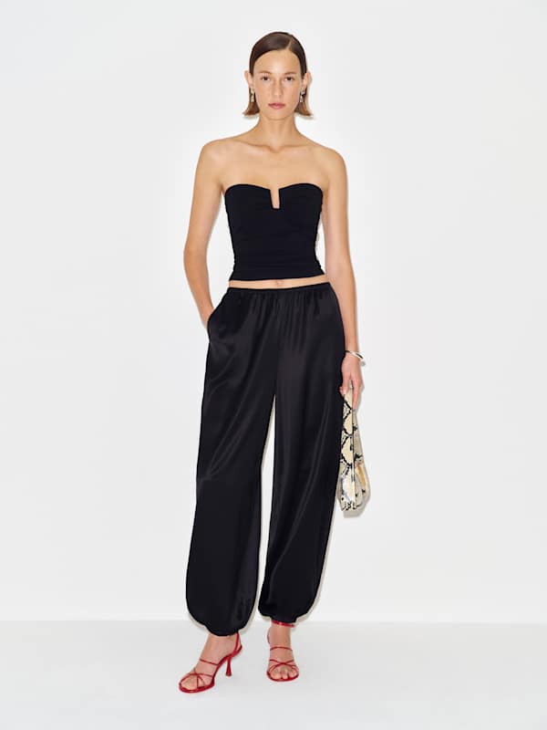 Aven Satin Pant - Black