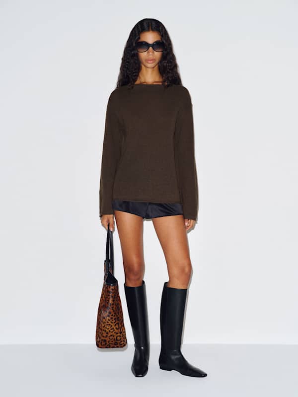 Marine Linen Cotton Sweater - Espresso