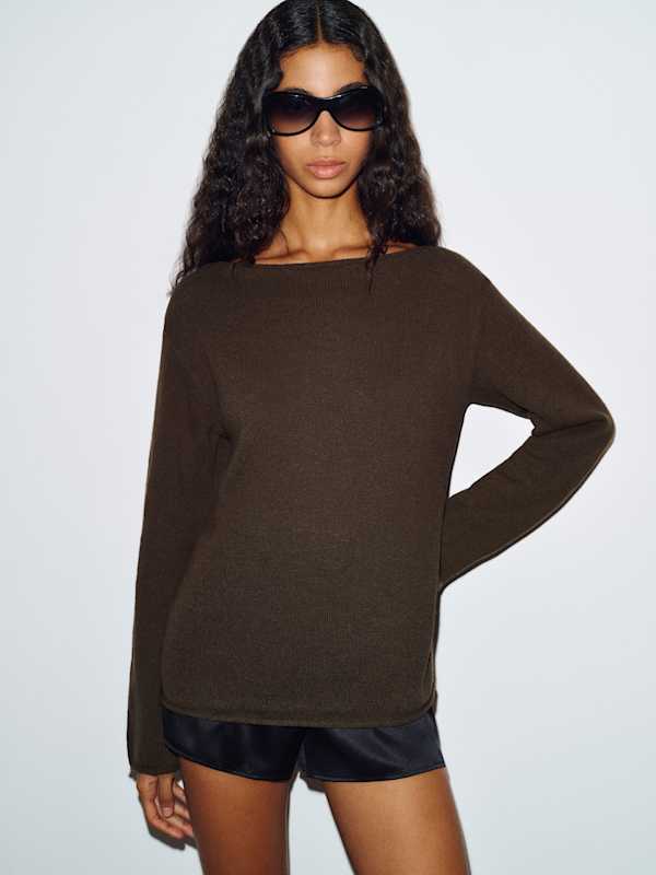 Marine Linen Cotton Sweater - Espresso
