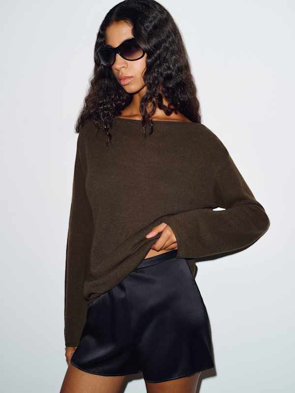 Marine Linen Cotton Sweater - Espresso