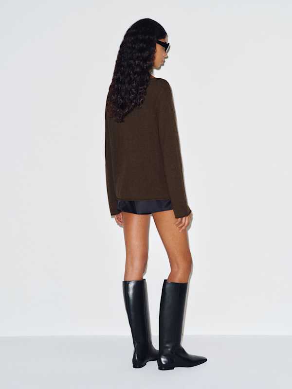 Marine Linen Cotton Sweater - Espresso