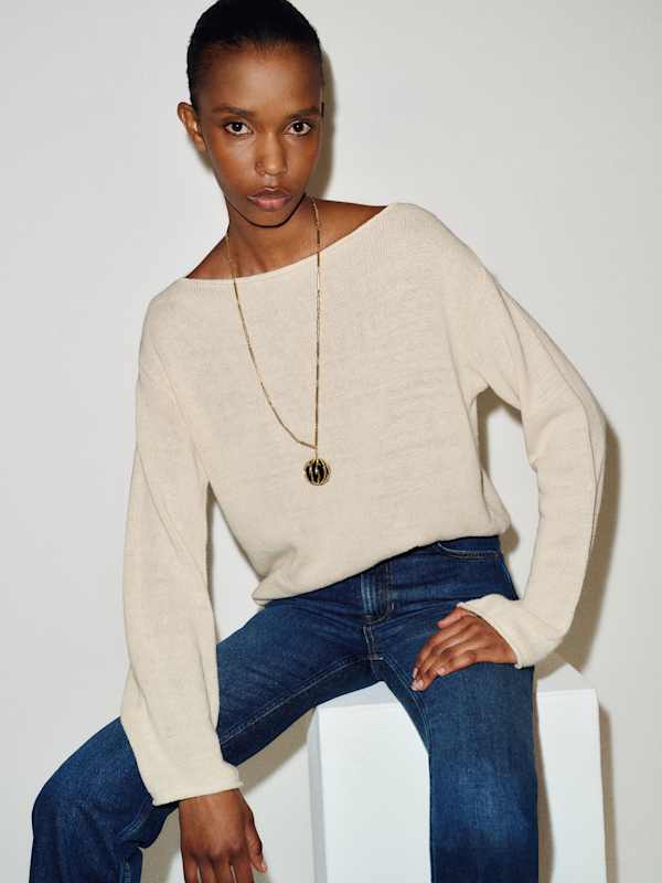 Marine Linen Cotton Sweater - Gossamer