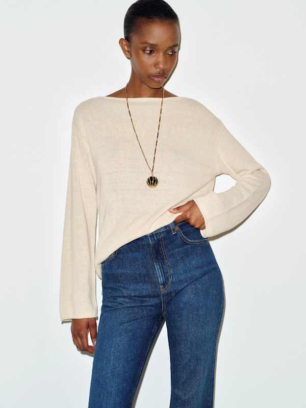 Marine Linen Cotton Sweater - Gossamer