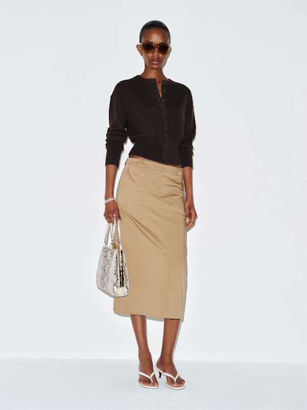 Ronnie Cashmere Cardigan - Heathered Black Bean