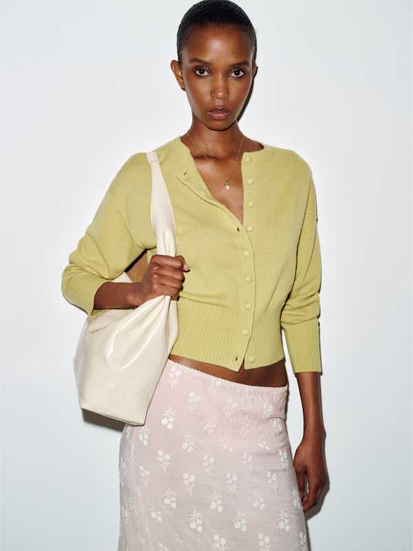 Ronnie Cashmere Cardigan - Lemongrass