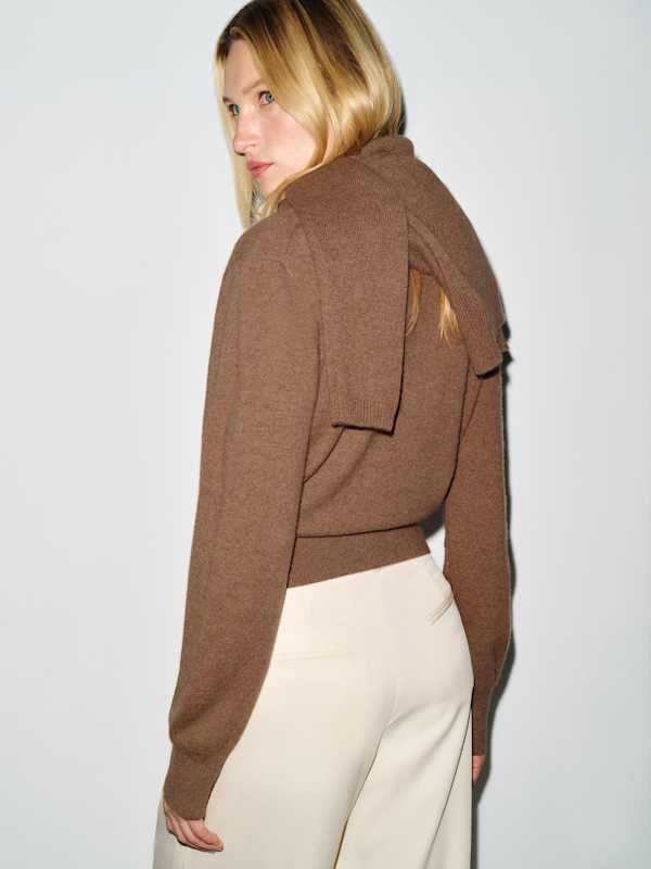 Landon Cashmere V-Neck - Heathered Chanterelle
